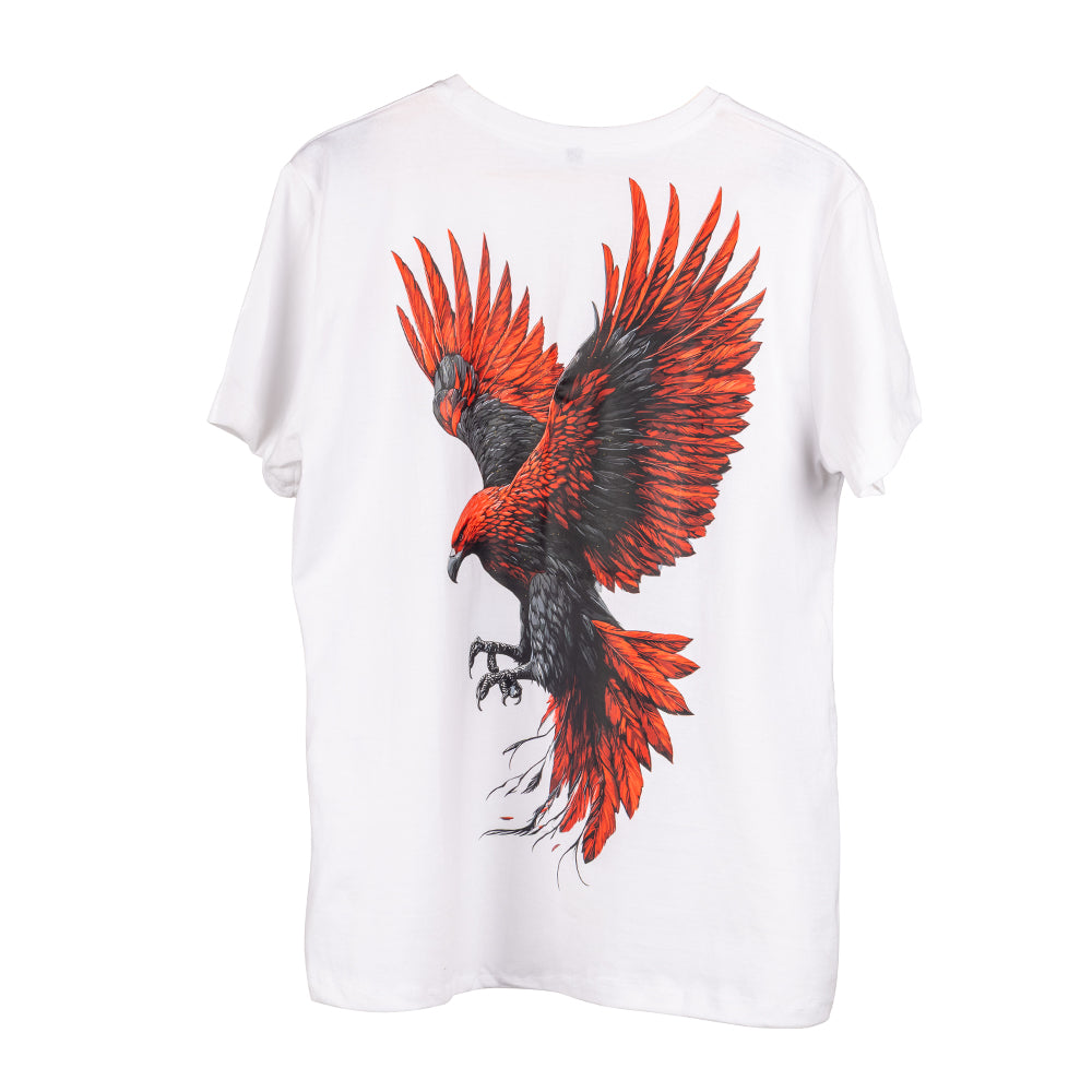 Men's White Eagle Printed T-Shirt