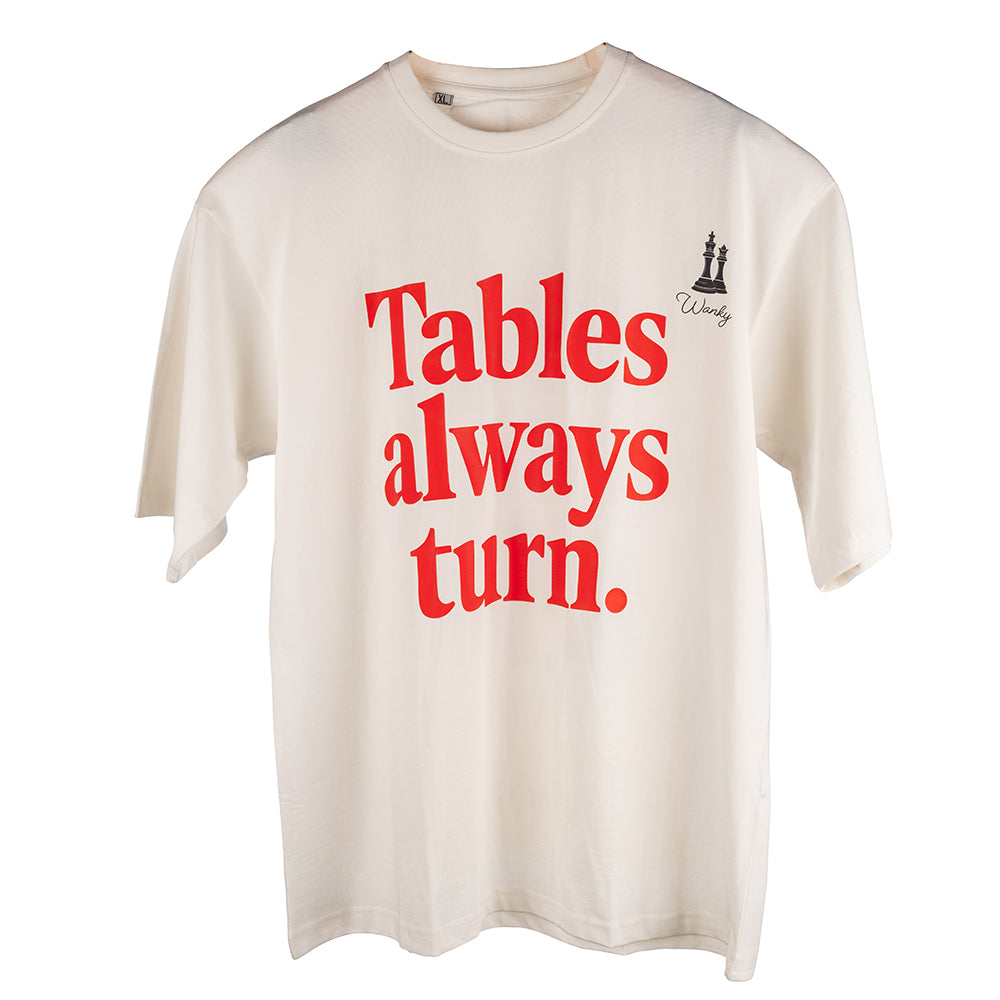 Men's Cream Tables Always Turn Printed T-Shirt