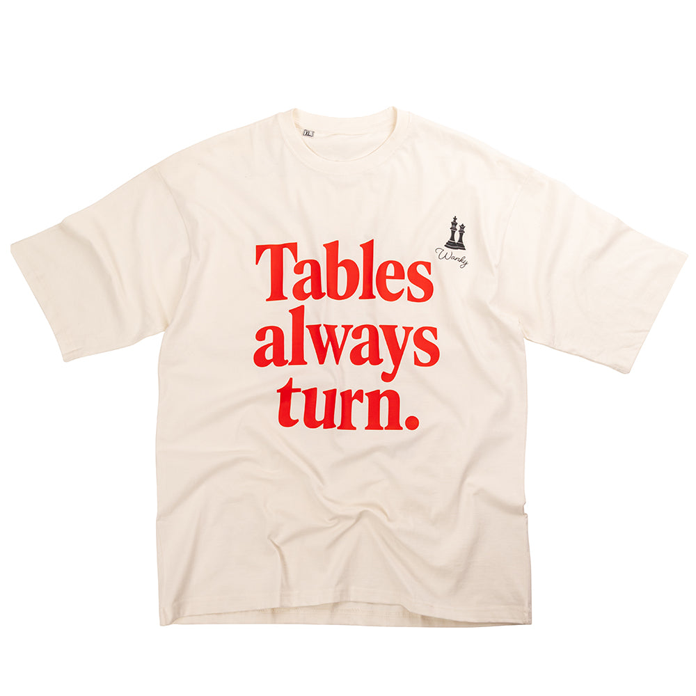 Men's Cream Tables Always Turn Printed T-Shirt