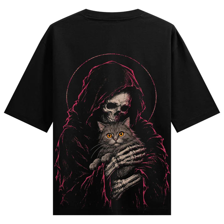 WANKY Grim Reaper Oversized Black Graphic T-Shirt for Men