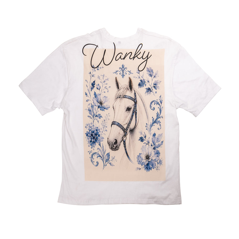 Men's White Horse Printed T-Shirt