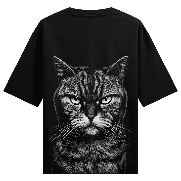 WANKY Mean Mug Oversized Black Graphic T-Shirt for Men