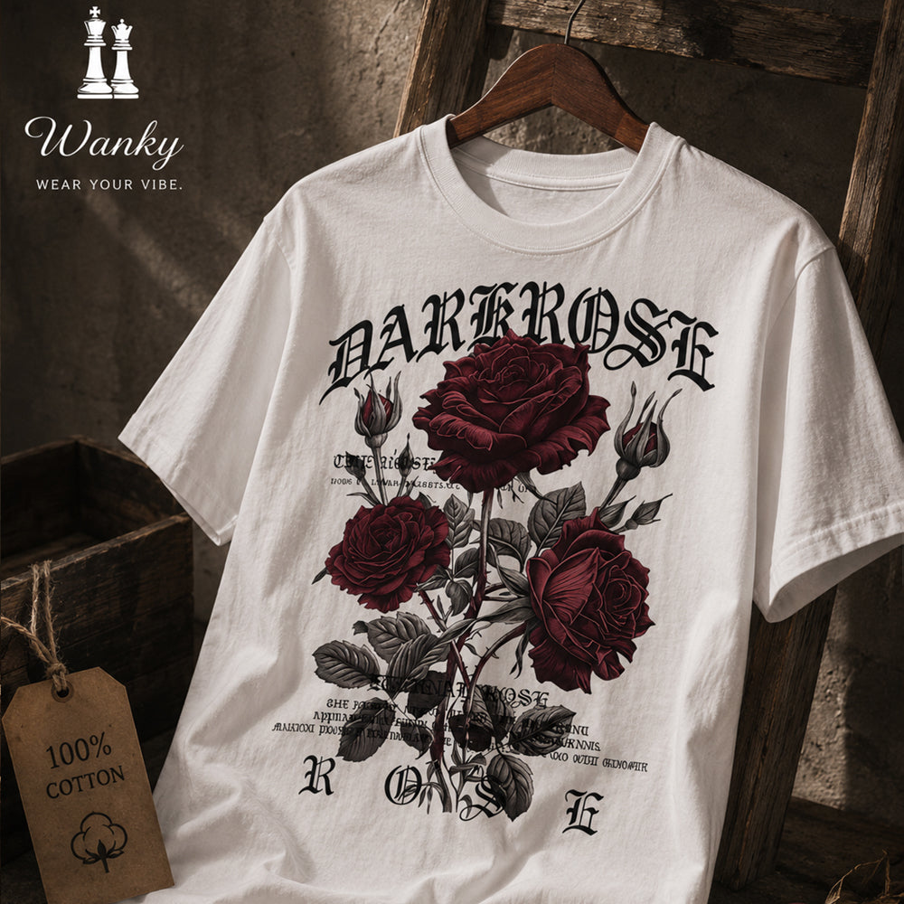 Dark Rose Graphic Cotton T-Shirt