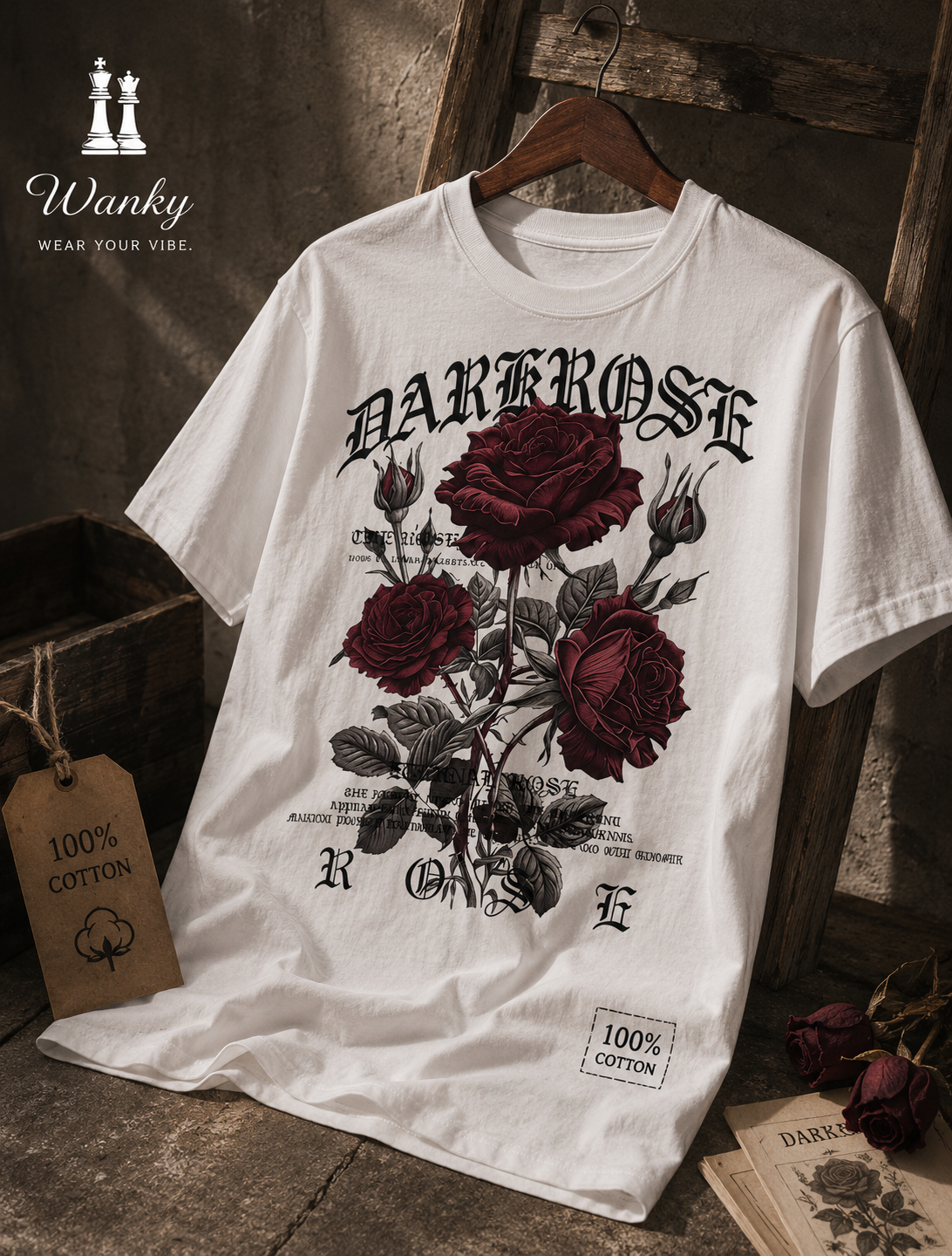 Dark Rose Graphic Cotton T-Shirt