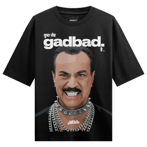 Gadbad Graphic Oversized T-Shirt – Black