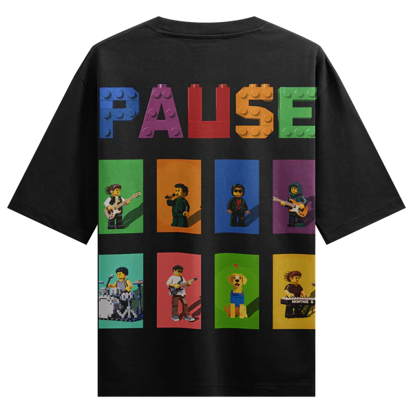 PAUSE Building Blocks Musician Graphic Oversized T-Shirt – Black