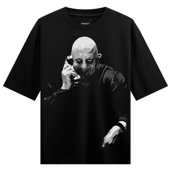 WANKY Dark Caller Oversized Black Graphic T-Shirt for Men