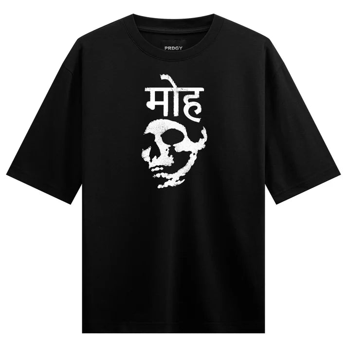 WANKY Moh Skull Oversized Black Graphic T-Shirt for Men