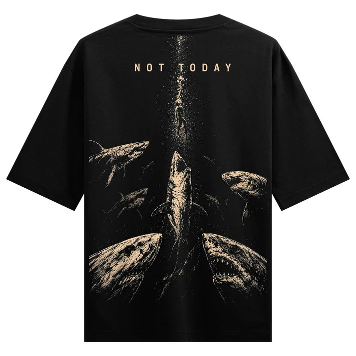 WANKY Not Today Oversized Black Graphic T-Shirt for Men