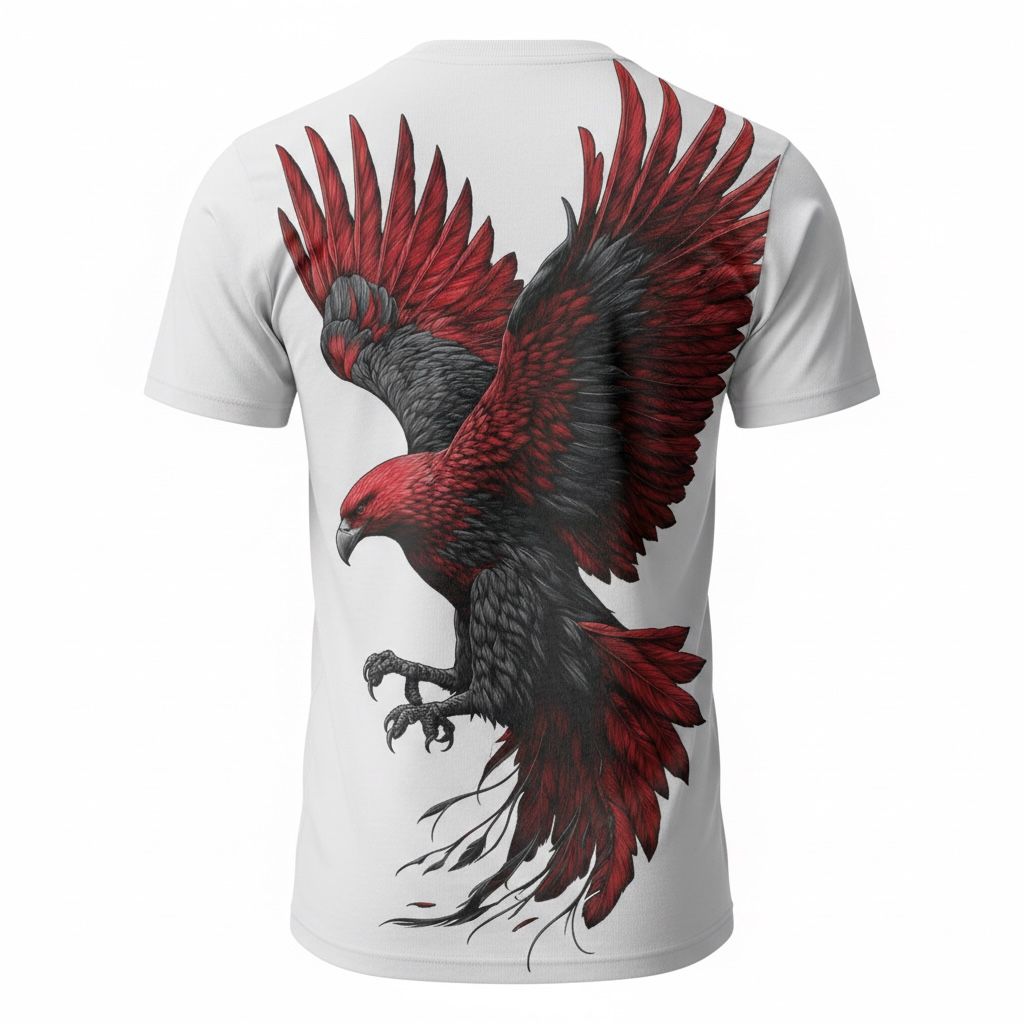 White Red Eagle Oversized Graphic T-Shirt