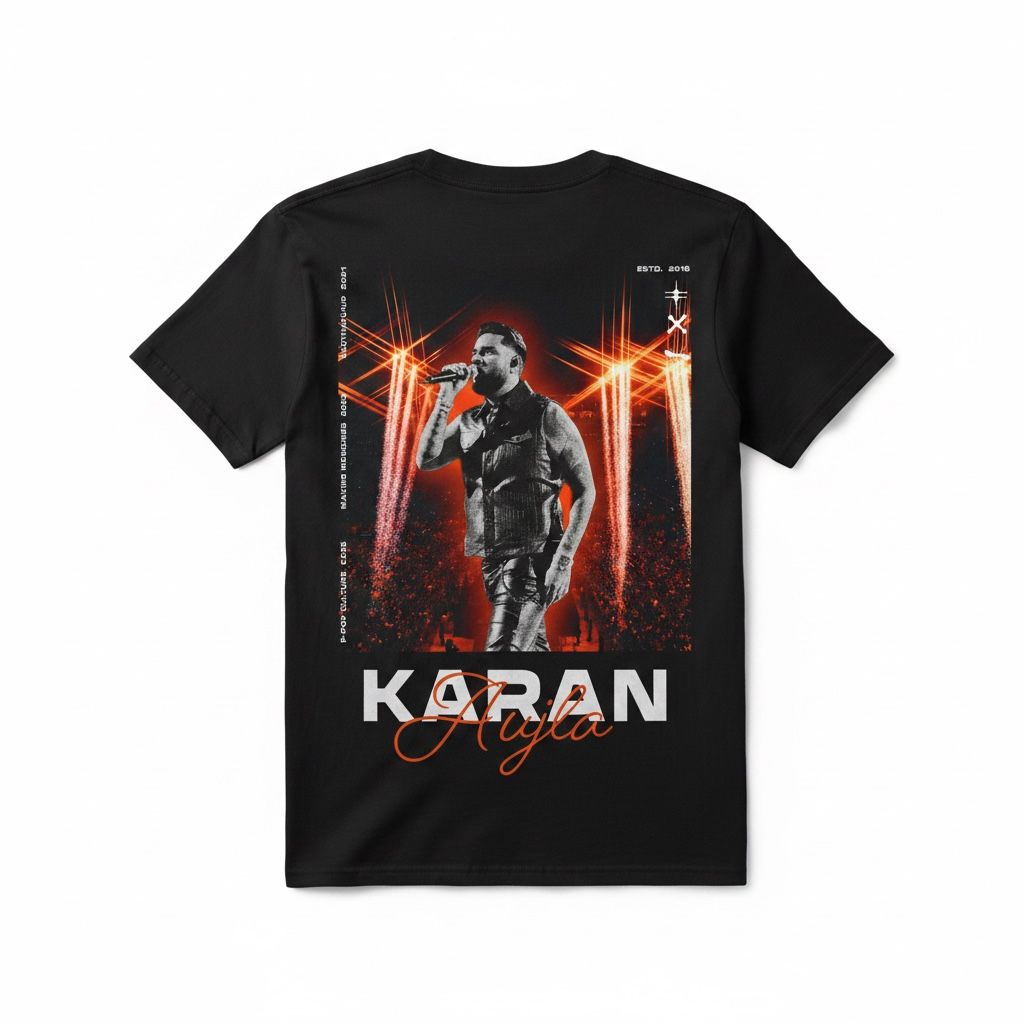 WANKY Men's Black Music Concert Graphic Printed Oversized T-Shirt