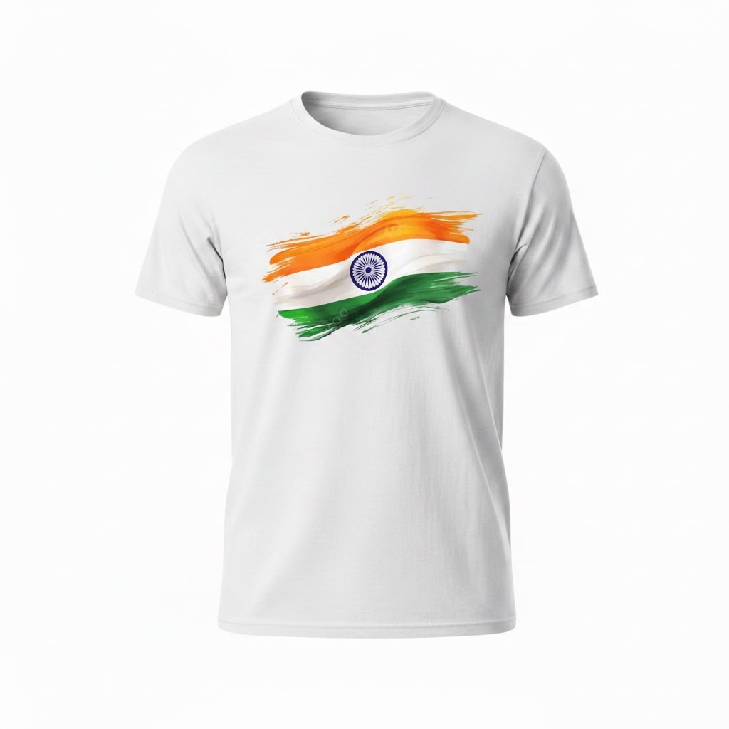 Men's White Tricolor Printed T-Shirt