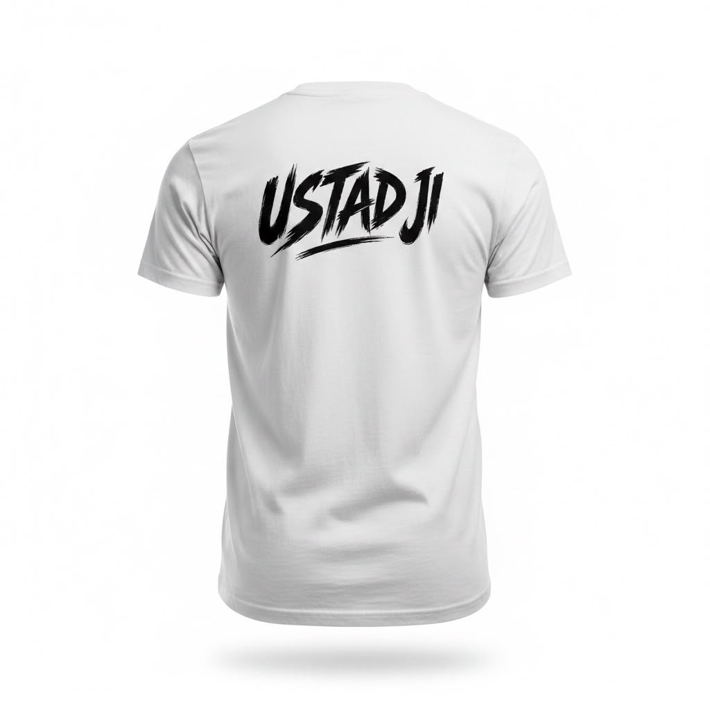 Men's White Ustad Ji Printed T-Shirt